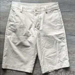 Puma Khaki Golf Shorts Dry Fit 11” Inseam Flat Front, Casual Work, Men’s Size M